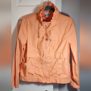 City Blues by Koret jacket womens Orange PM lightweight collared roll up sleeves